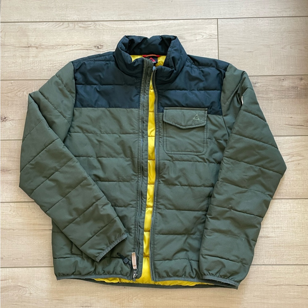 Retro Style Gerry Green and Black Puffer Jacket
